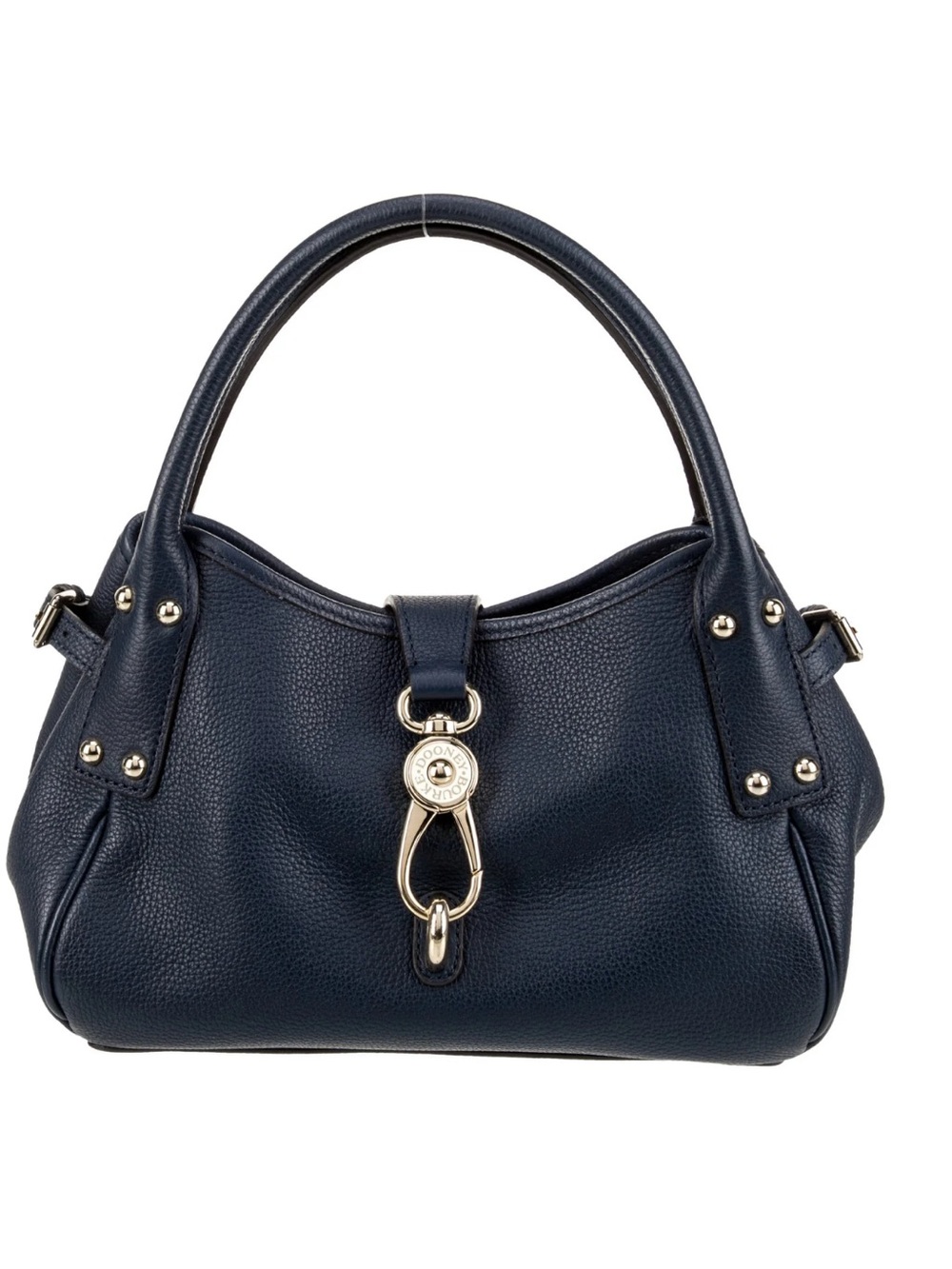 Dooney & Bourke Black Annalisa Clasp Shoulder Bag Pebbled Leather Purse Gold Red